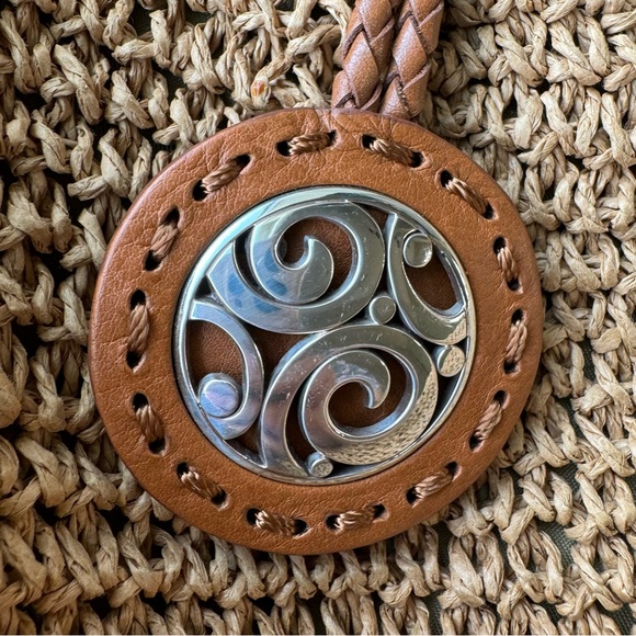 Brighton London Groove Raffia Handbag Tan Bag Leather Trim - Picture 9 of 11